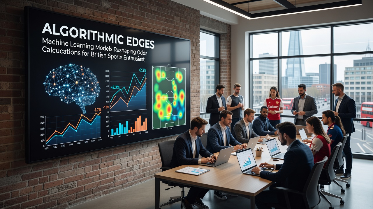 Data visualization dashboards displaying real-time machine learning predictions for sports betting odds