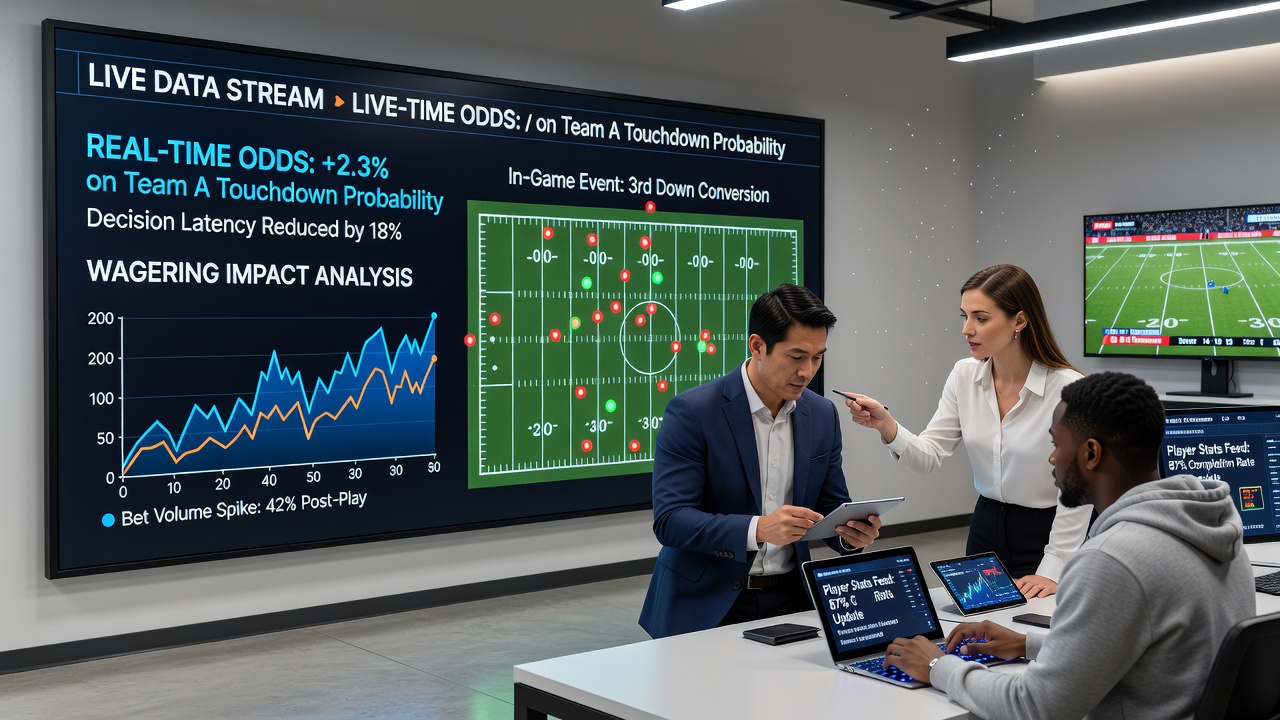 Bettors reviewing live football statistics on mobile devices during an ongoing match