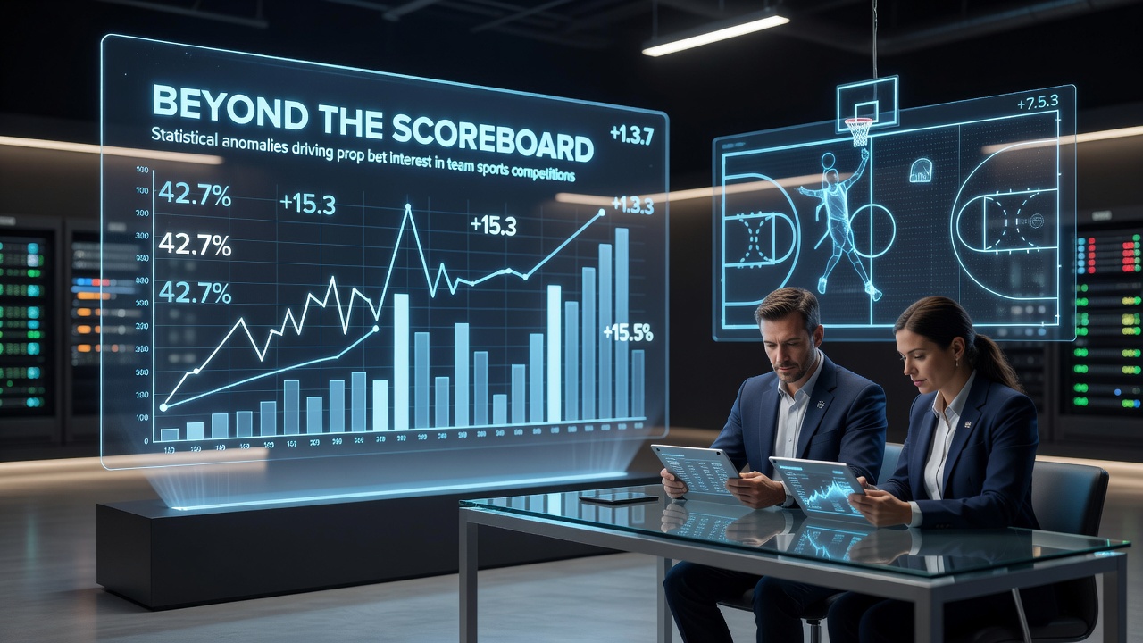 Statistical charts and graphs showing player performance anomalies in team sports competitions overlaid on a stadium background