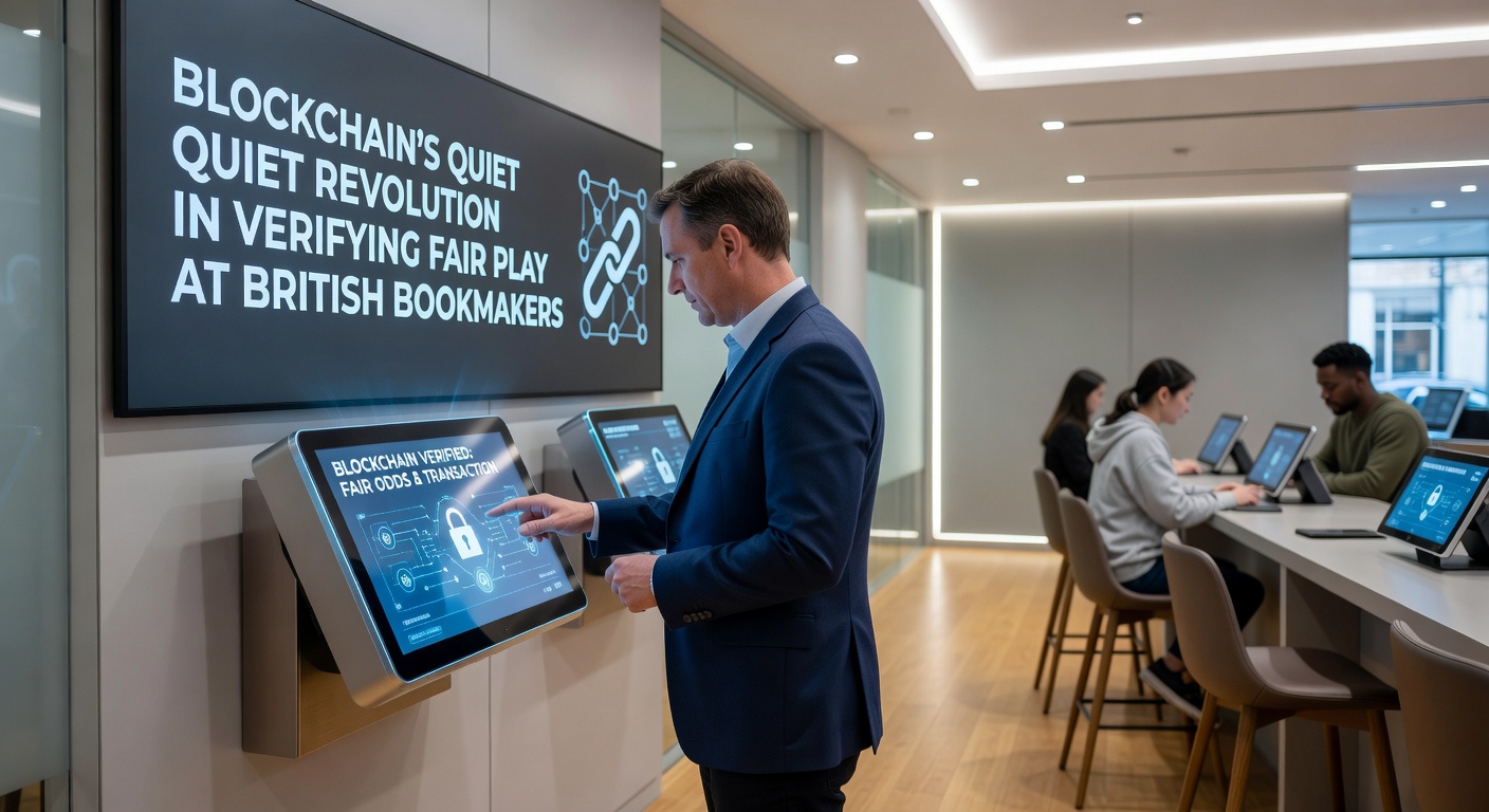 British bookmaker dashboard showing real-time blockchain verification of bet fairness and automated smart contract settlements