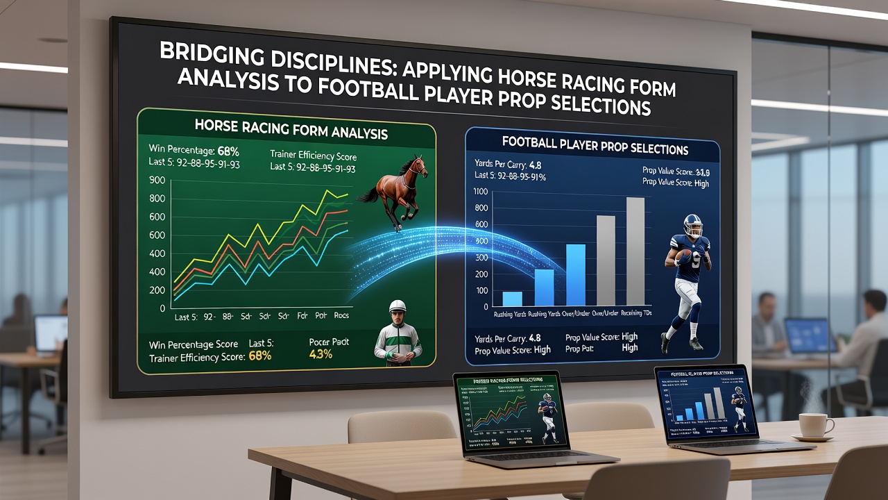 Detailed graphic of football player statistics aligned with horse racing form indicators