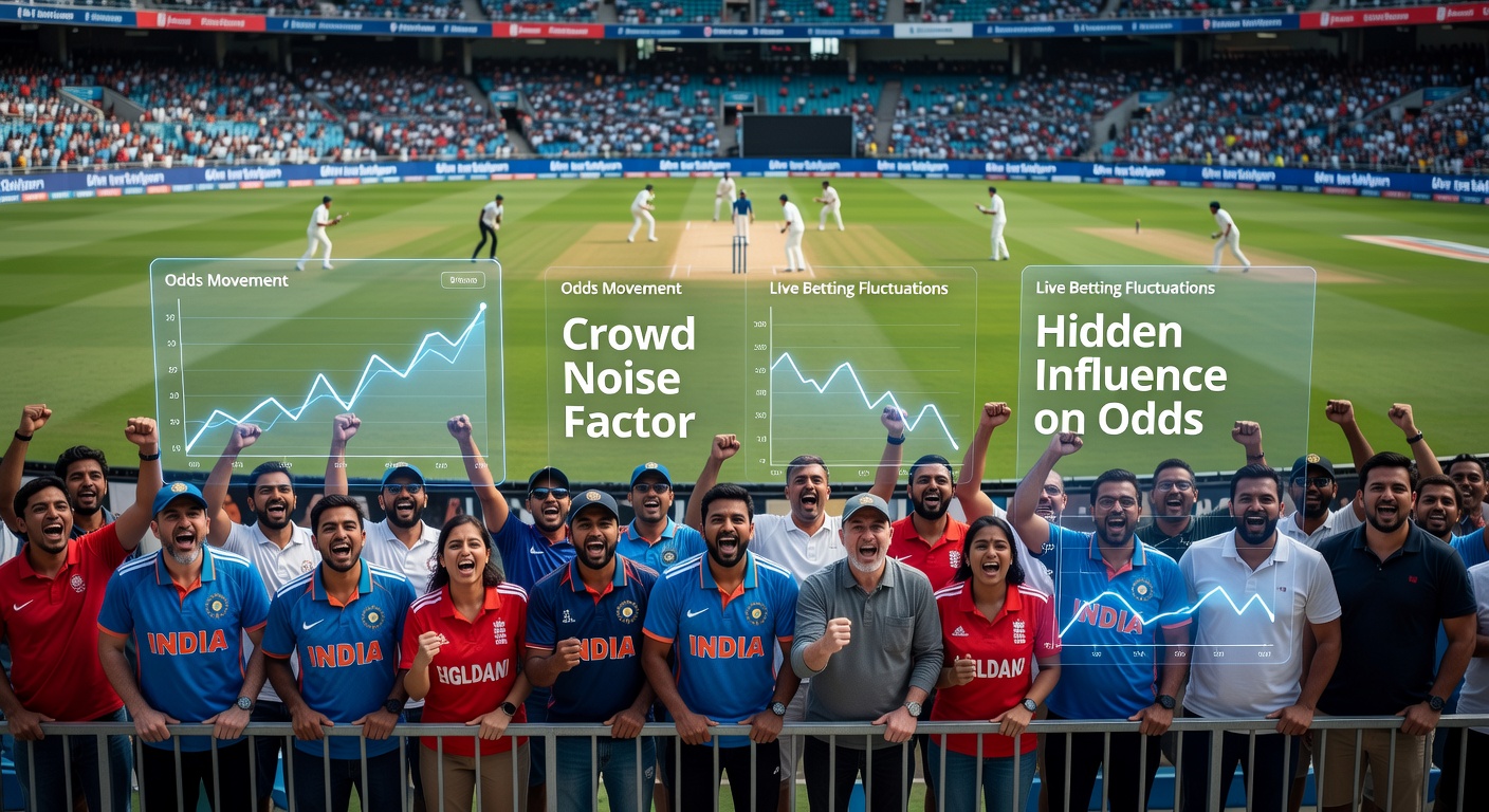 Crowd noise influencing live cricket odds at a packed stadium during a high-stakes match