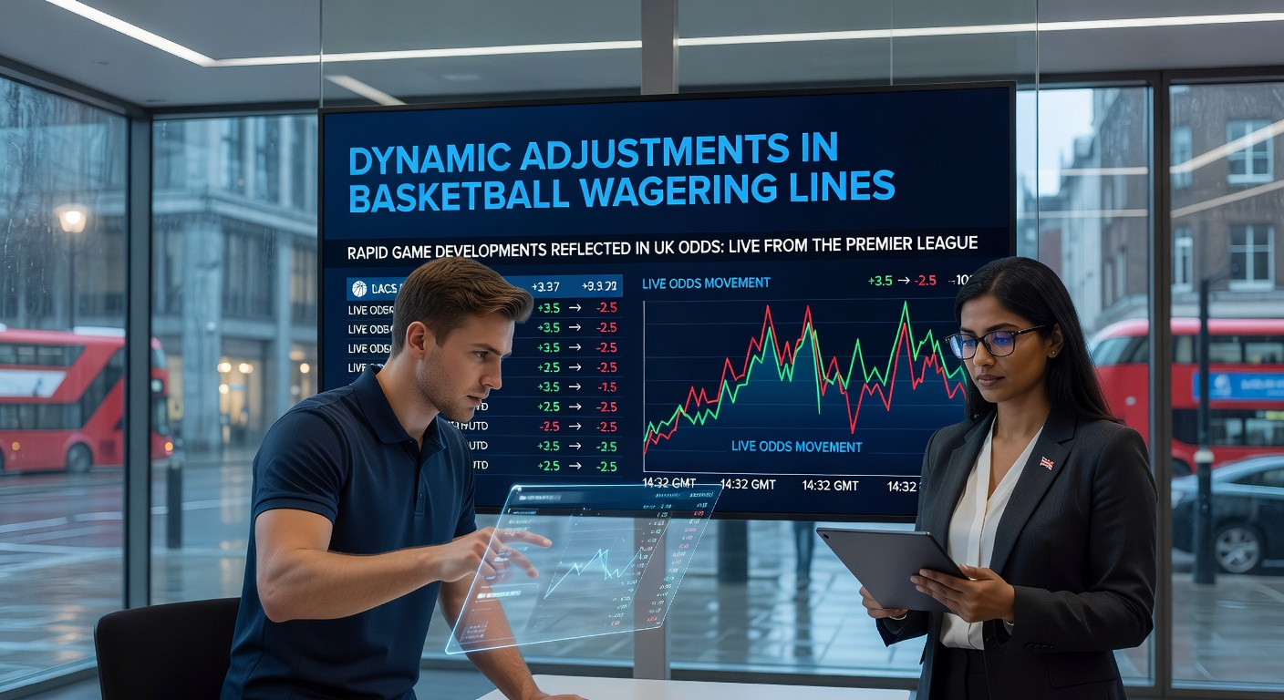 Basketball game action with live odds updating on screens during a high-stakes match