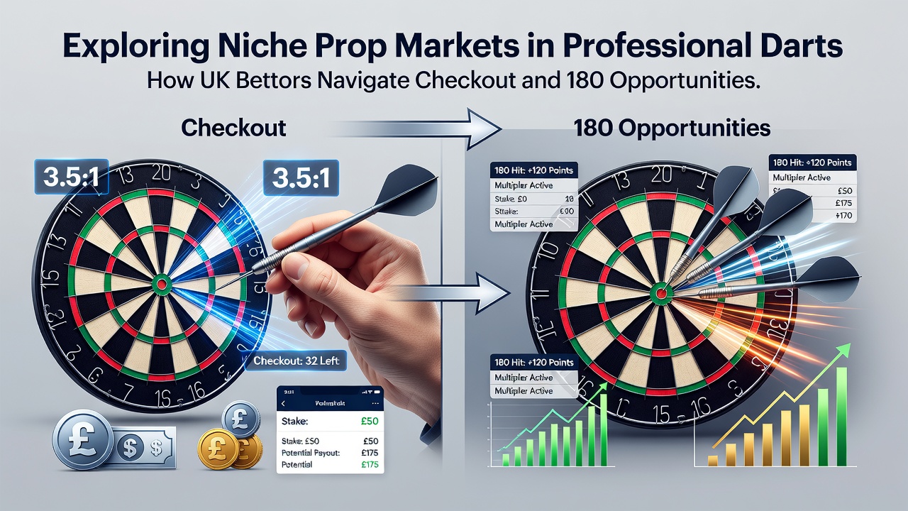 Professional darts player at the oche preparing for a checkout attempt during a major tournament