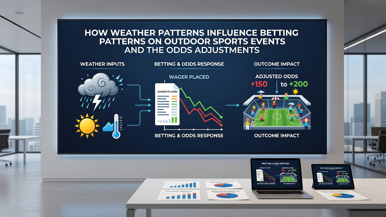 Bookmakers adjusting live odds for outdoor events during changing weather conditions