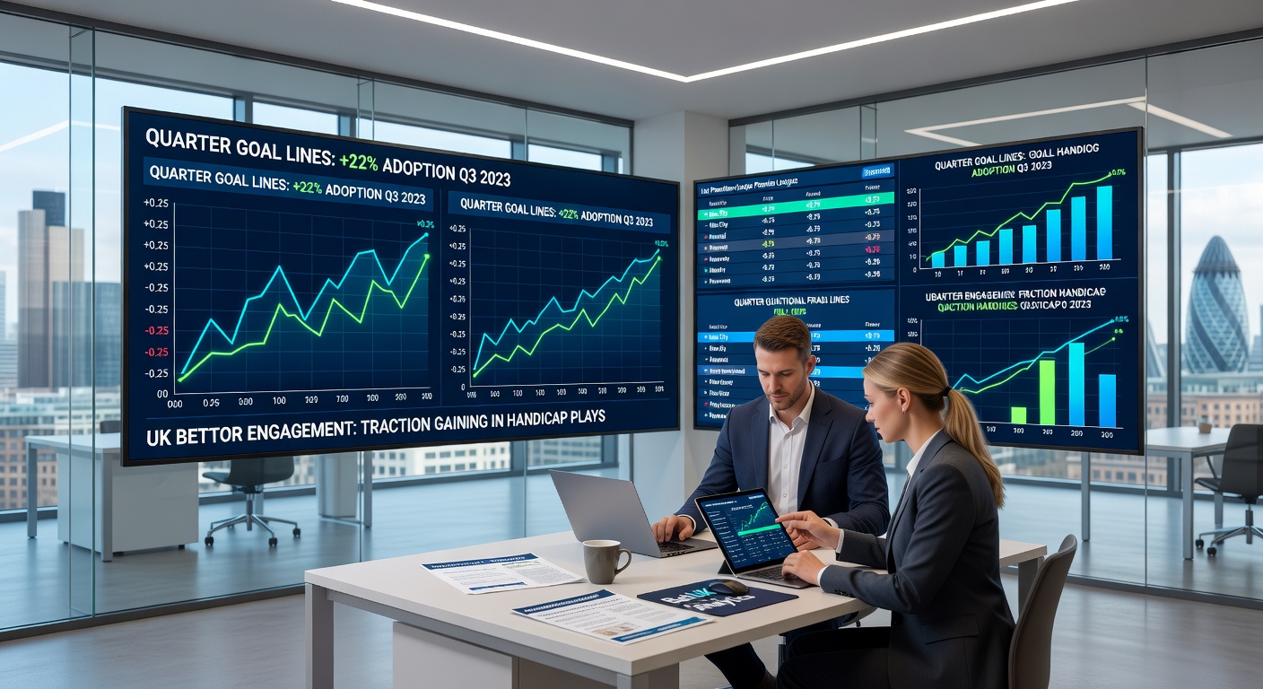 UK bettors analyzing quarter goal lines on a football match screen, highlighting handicap options